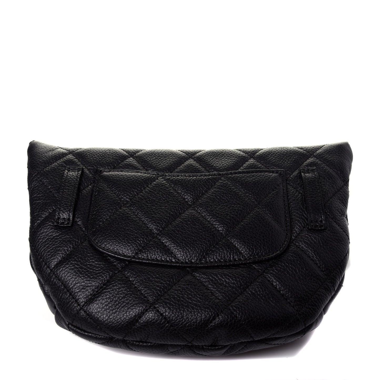 Grained Calfskin Quilted Waist Belt Bag Black