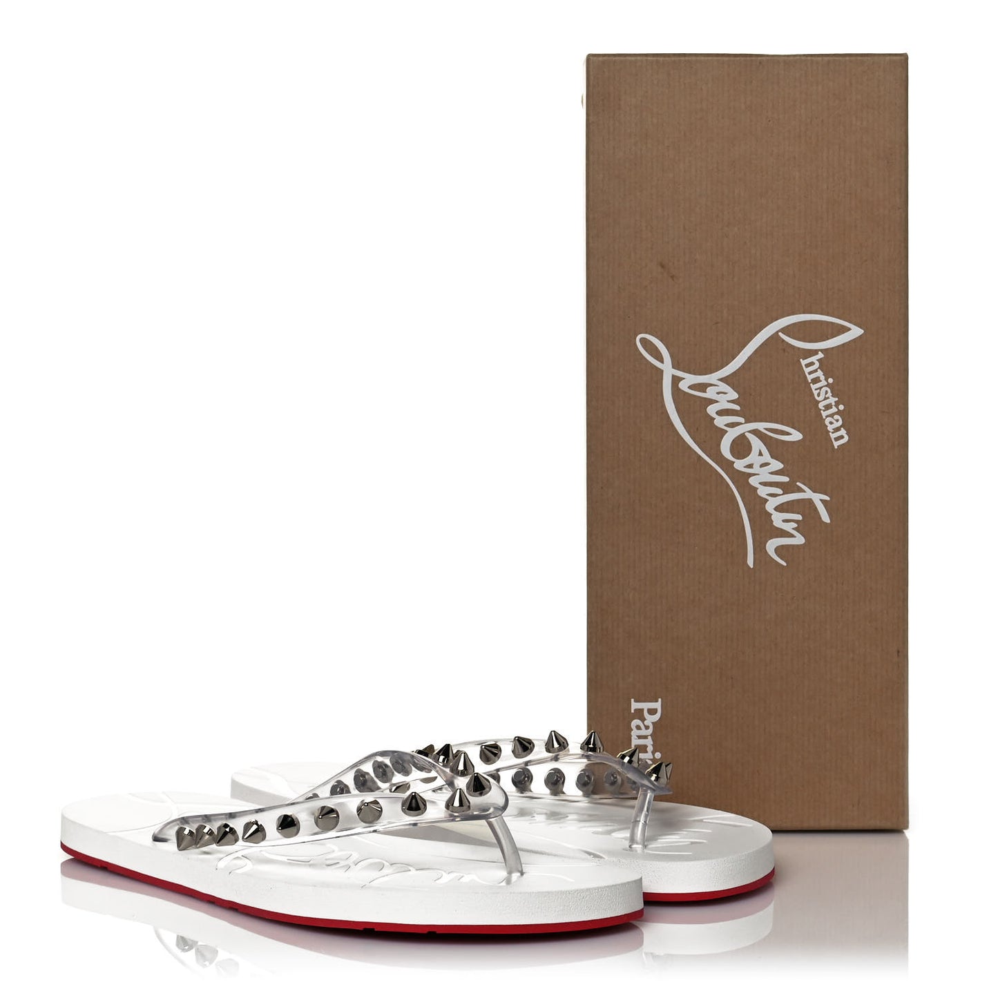 Rubber Spike Loubi Donna Flip Flop 39 Transparent White