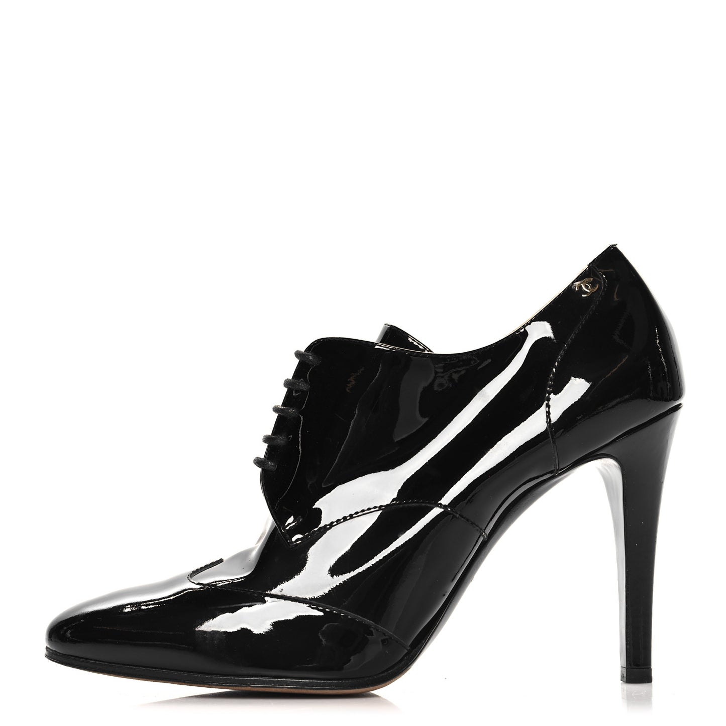 Patent Calfskin Oxford Lace Up Booties 39 Black