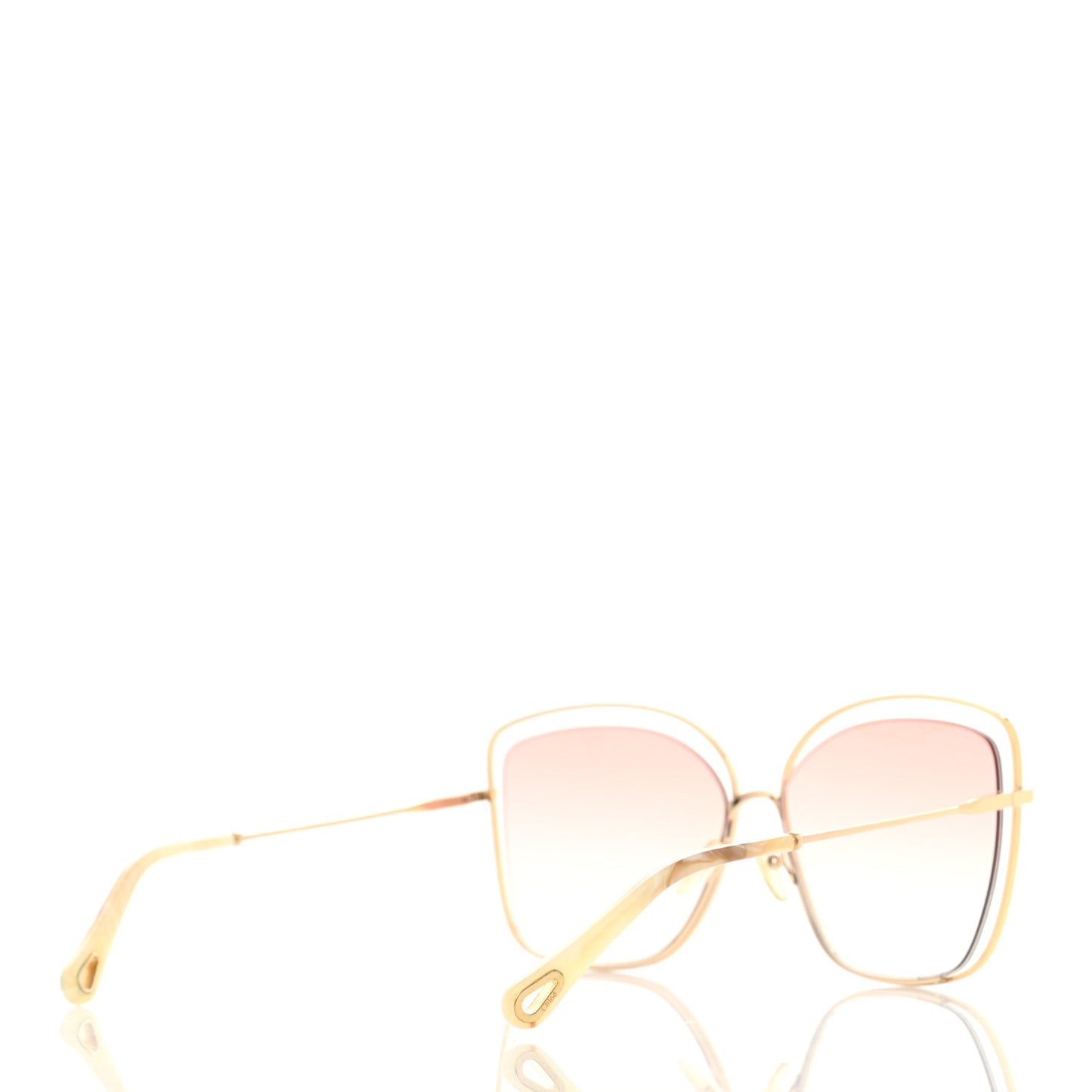 Poppy Cutout Square Sunglasses CE133S Gold Pink