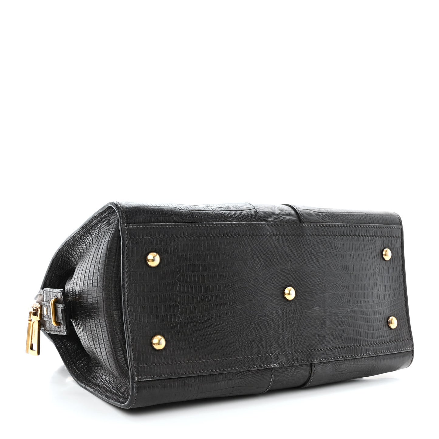 Calfskin Lizard Embossed Small Cabas ChYc Black
