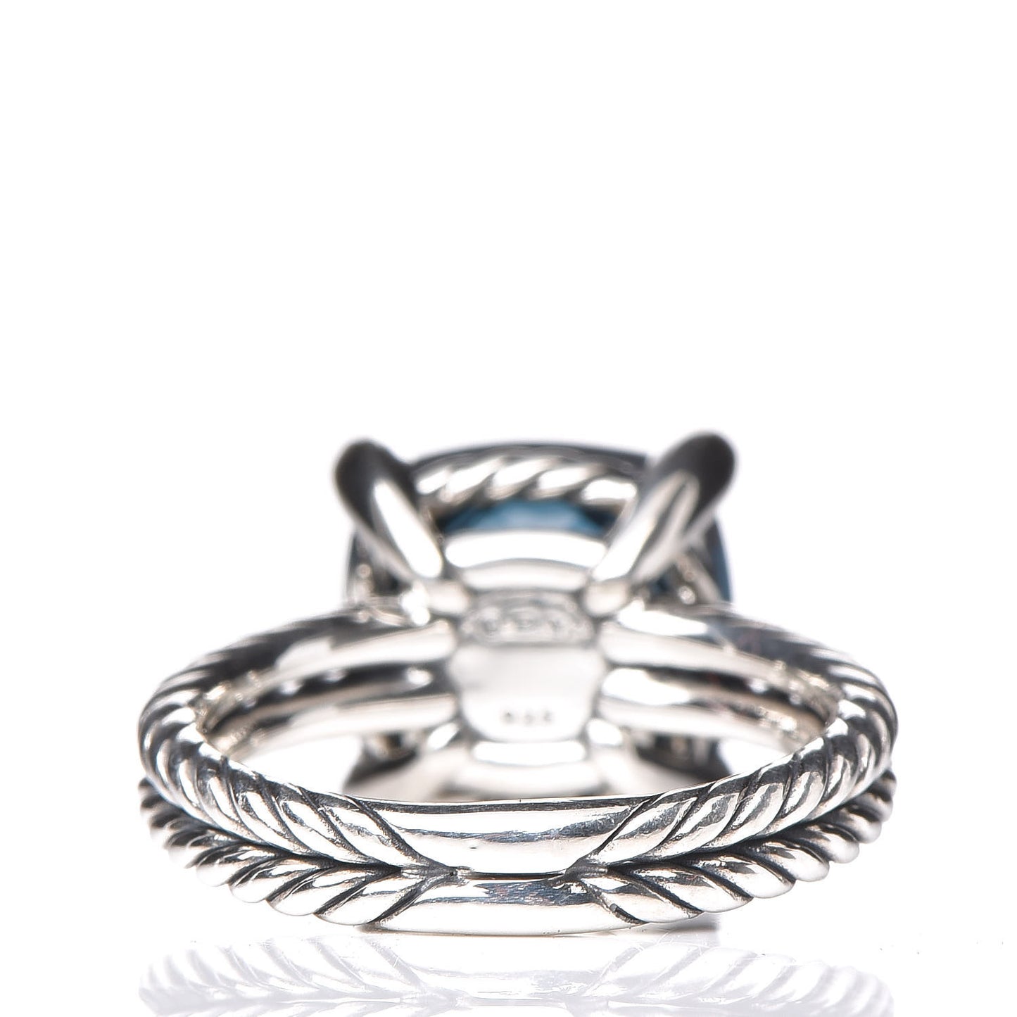 Sterling Silver Diamond Hampton Blue Topaz 11mm Chatelaine Ring 52 6