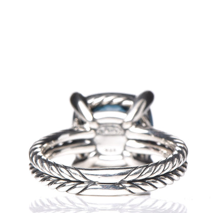 David Yurman Sterling Silver Diamond Hampton Blue Topaz 11mm Chatelaine Ring 52 6 4 of 5