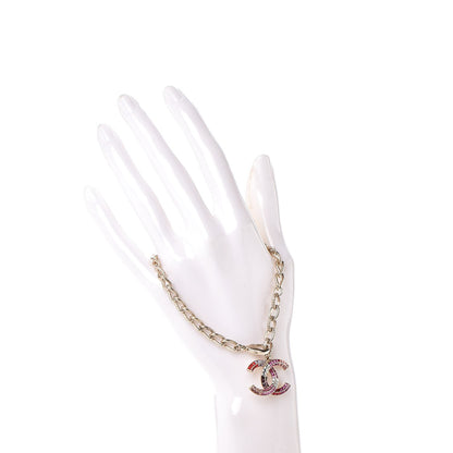 Chanel Baguette Crystal CC Bracelet Gold Fuchsia Purple 2 of 4