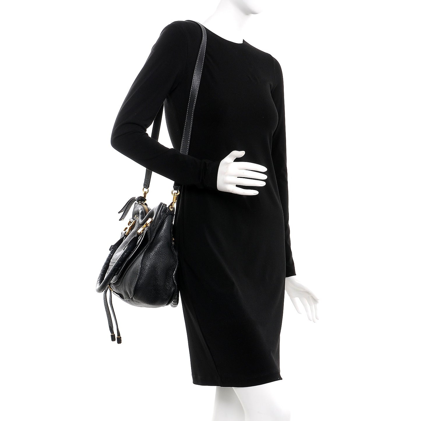 Calfskin Medium Marcie Satchel Black