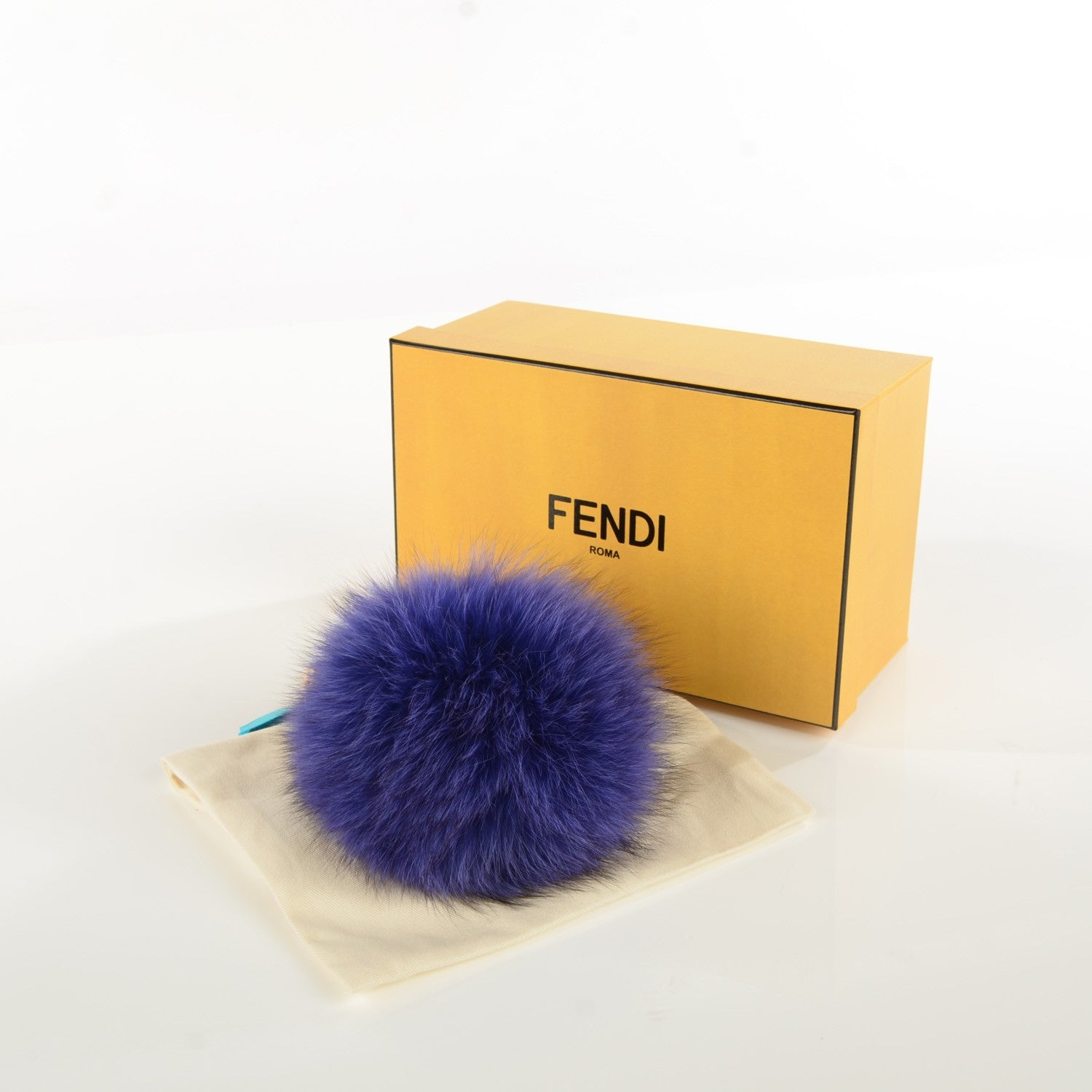 Fendi Fox Fur Vitello Elite Pom Pom Bag Charm Viola Cassis 7 of 7