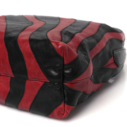 Prada Glace Calf Zebra Hobo Black Red 15 of 25