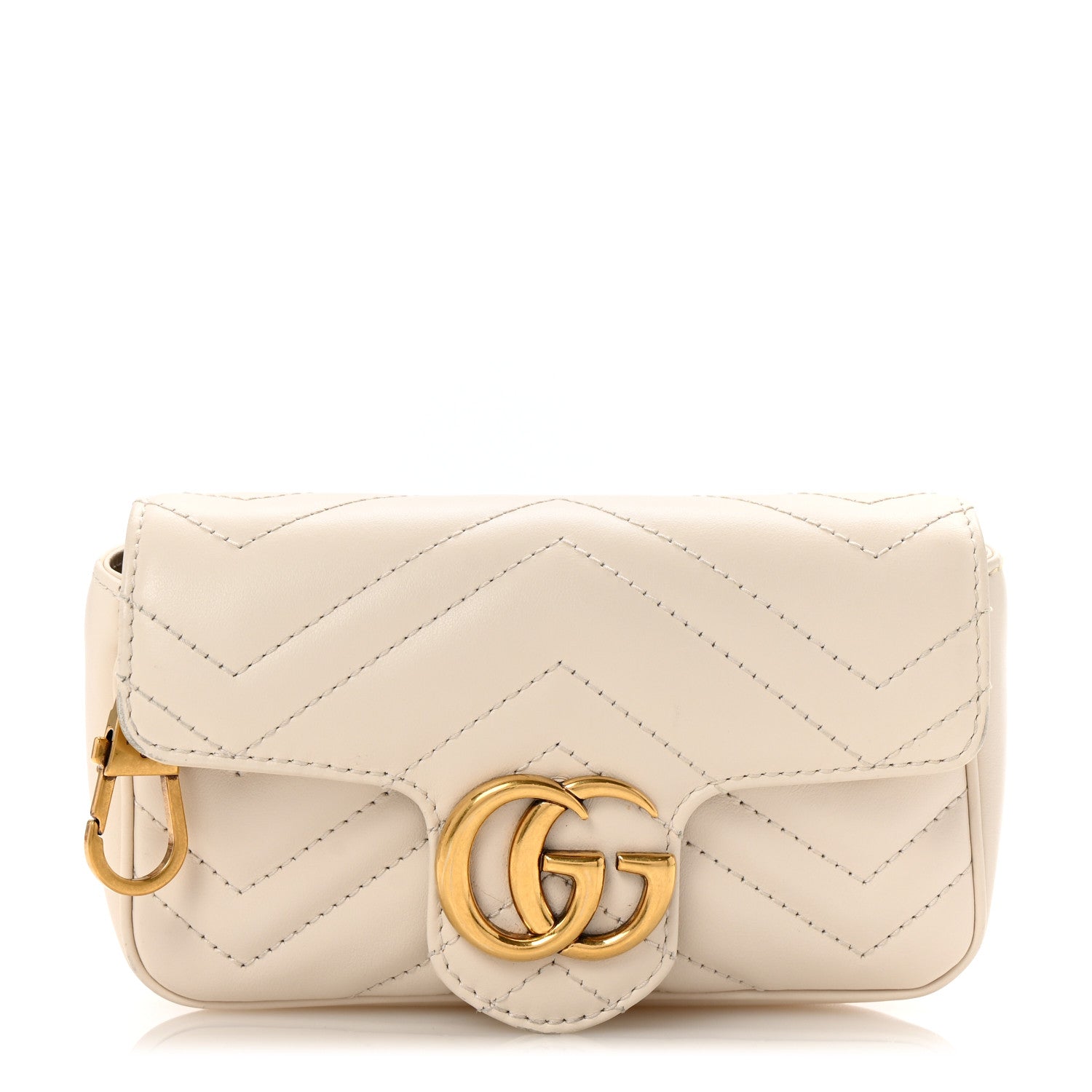 Gucci Calfskin Matelasse Super Mini GG Marmont Shoulder Bag White 1 of 8