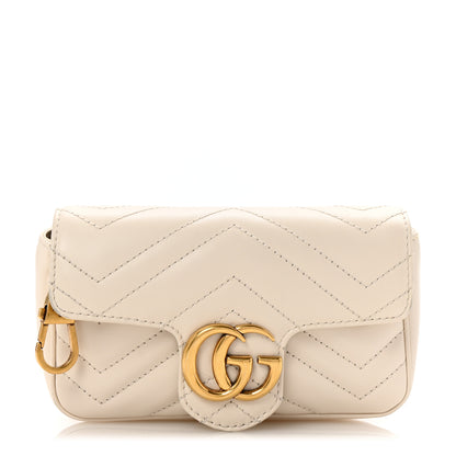 Gucci Calfskin Matelasse Super Mini GG Marmont Shoulder Bag White 1 of 8