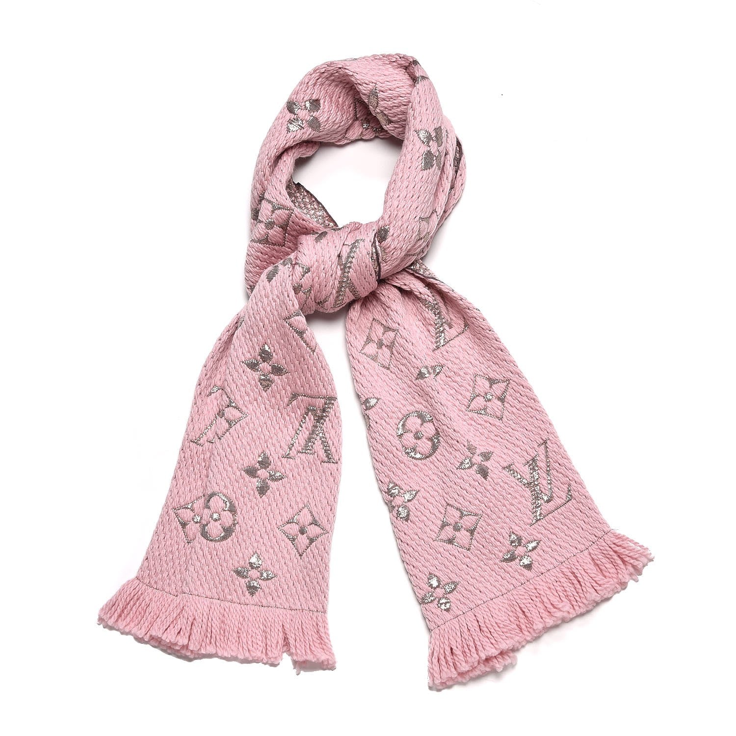 Louis Vuitton Wool Silk Logomania Shine Scarf Pink 1 of 4
