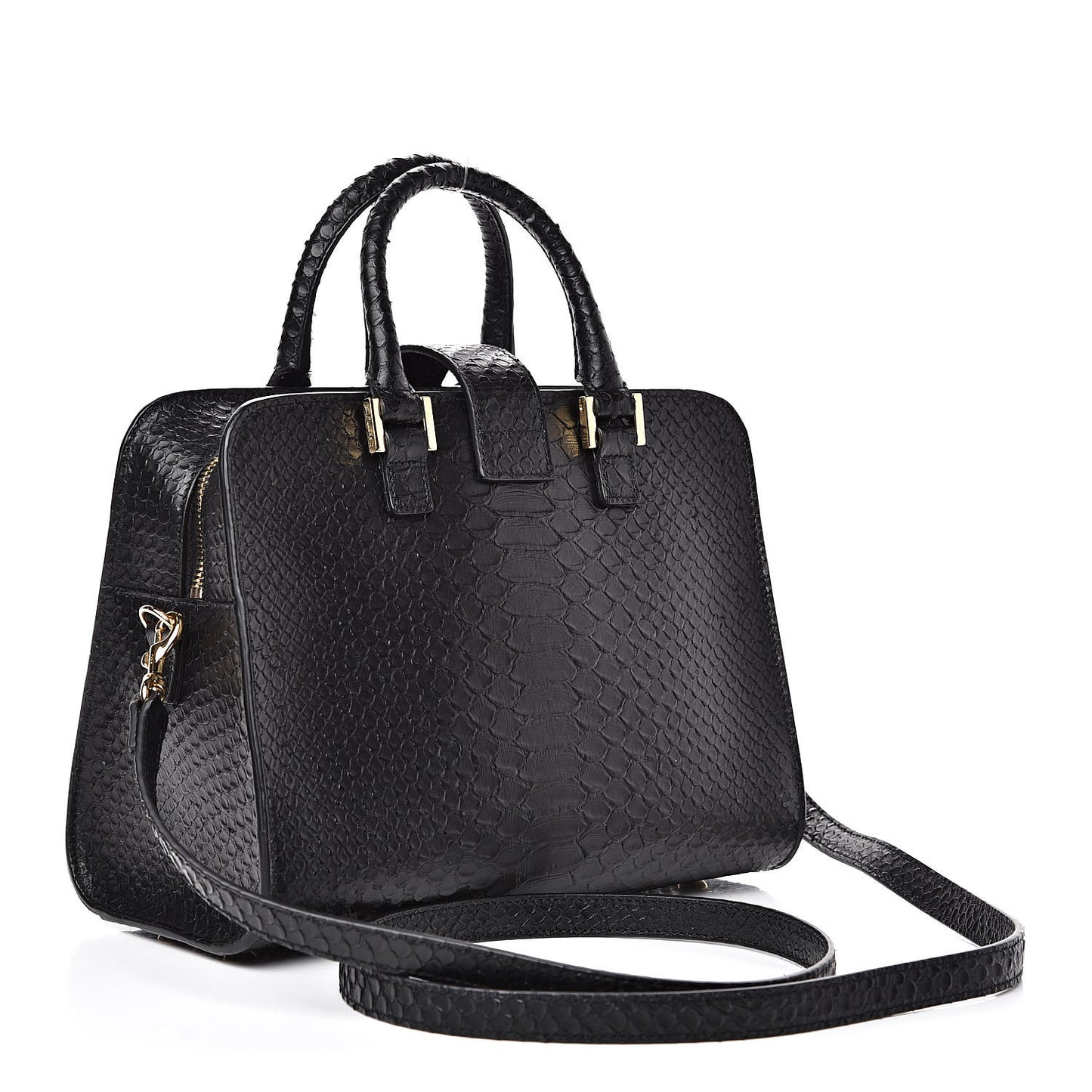 Python Calfskin Embossed Monogram Baby Cabas Black