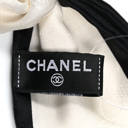 Chanel Silk Twill Hair Tie Ivory Black 5 of 5