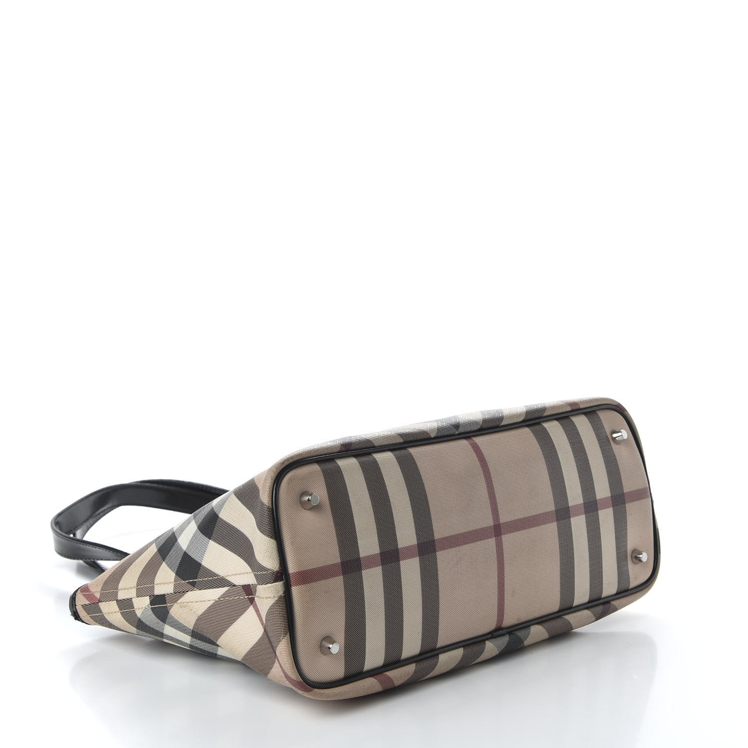 Burberry Patent Trim Nova Check Shopper Tote Black 4 of 9