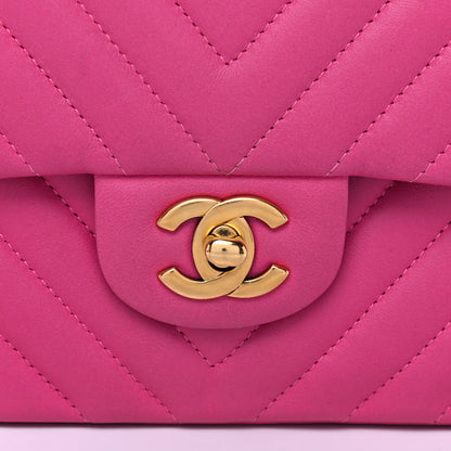 Chanel Lambskin Chevron Quilted Medium Double Flap Pink 8 of 17