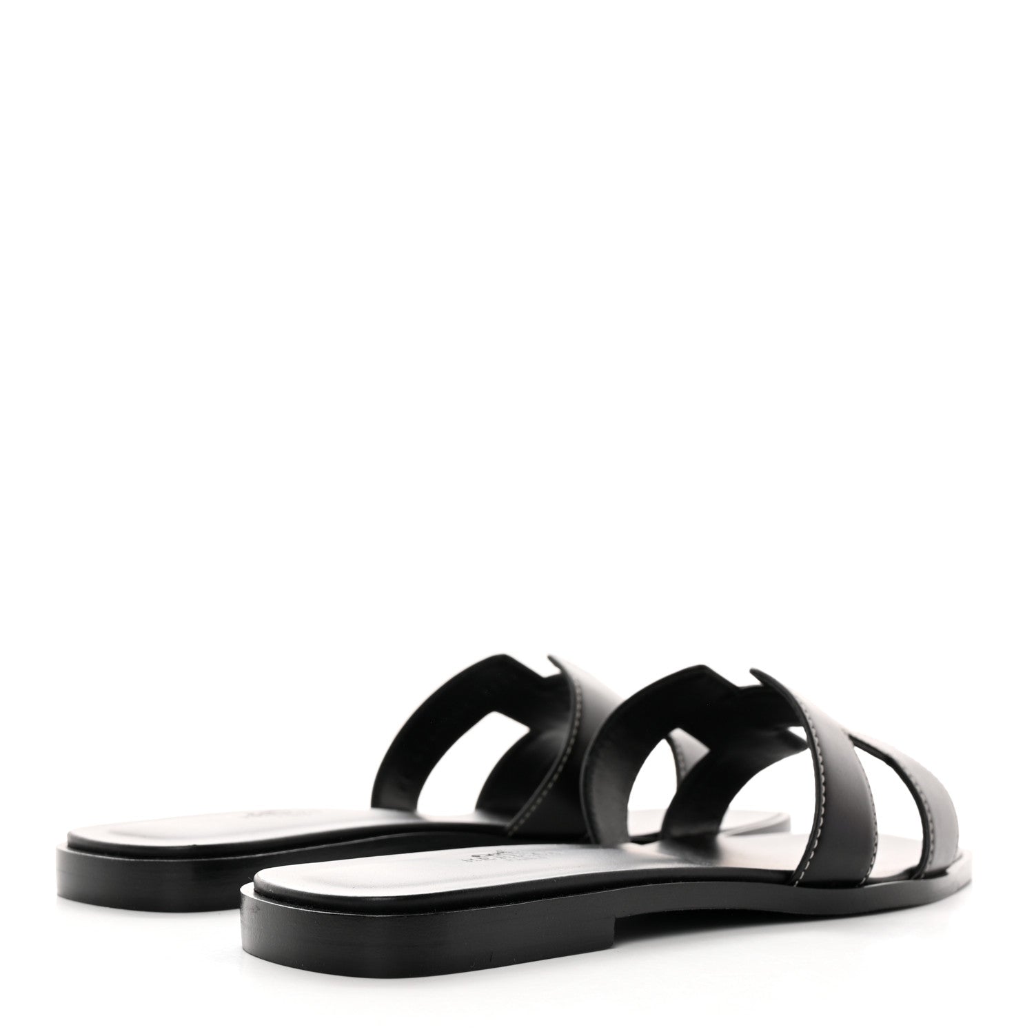 Hermes Box Calfskin Oran Sandals 38 Black 4 of 12