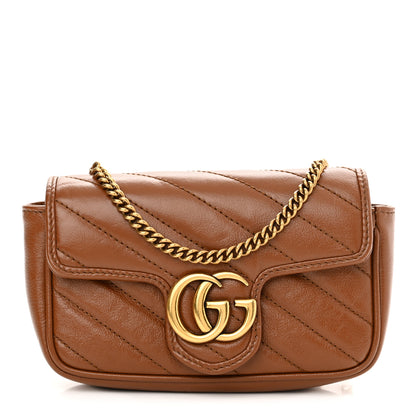 Gucci Azalea Calfskin Matelasse Diagonal Super Mini GG Marmont Shoulder Bag Cuir 1 of 11