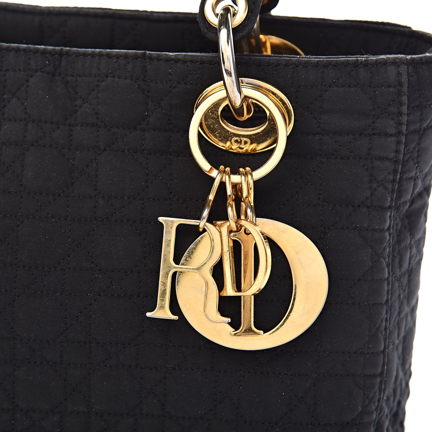 Nylon Cannage Medium Lady Dior Black