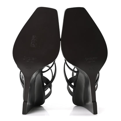 Saint Laurent Calfskin Cassandra 90 Wedges 39.5 Black Light Bronze 6 of 10
