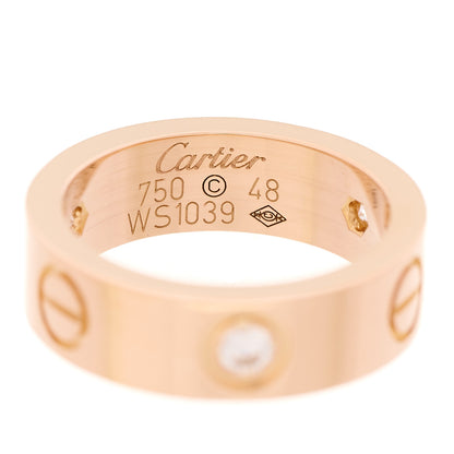 Cartier 18K Pink Gold 3 Diamond 5.5mm LOVE Ring 48 4.5 4 of 4