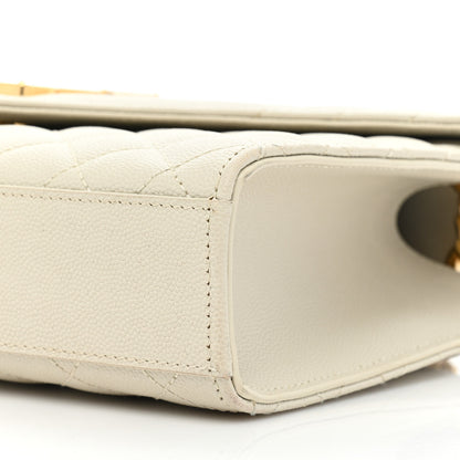 Saint Laurent Grain De Poudre Textured Mixed Matelasse Medium Triquilt Monogram Satchel Crema Soft 7 of 16