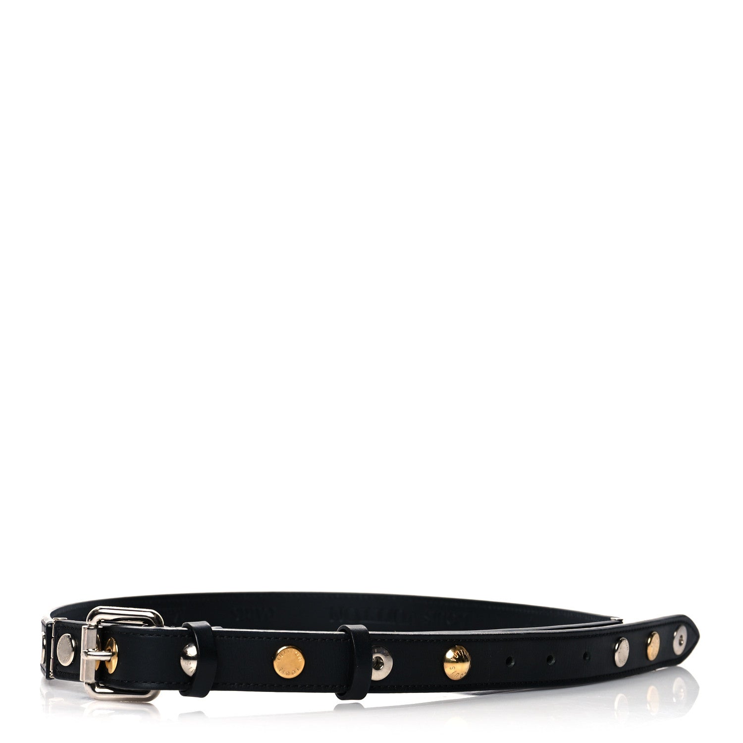 Louis Vuitton Calfskin Spikes Studded Belt Black 85 34 1 of 3