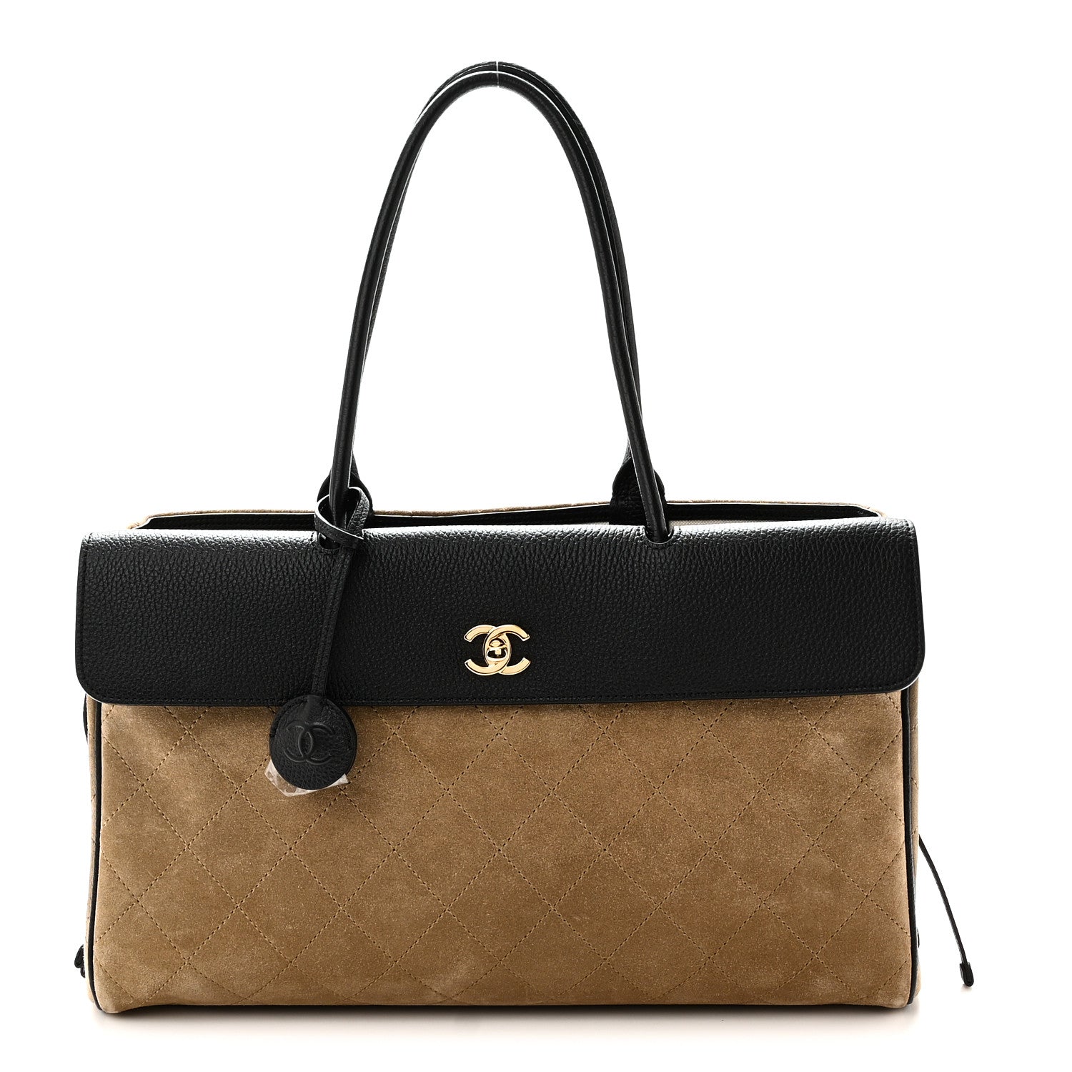 Chanel Grained Calfskin Suede Urban Essentials Shopping Bag Dark Beige Black 1 of 10