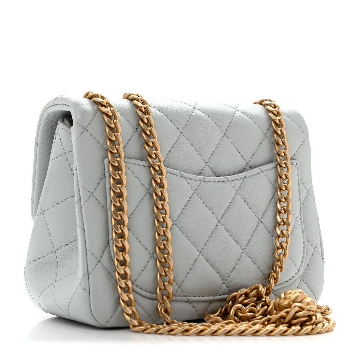 Lambskin Quilted Mini Sweet Camellia Flap Light Blue