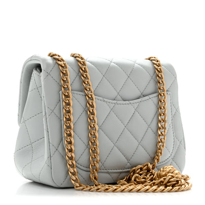 Chanel Lambskin Quilted Mini Sweet Camellia Flap Light Blue 3 of 12