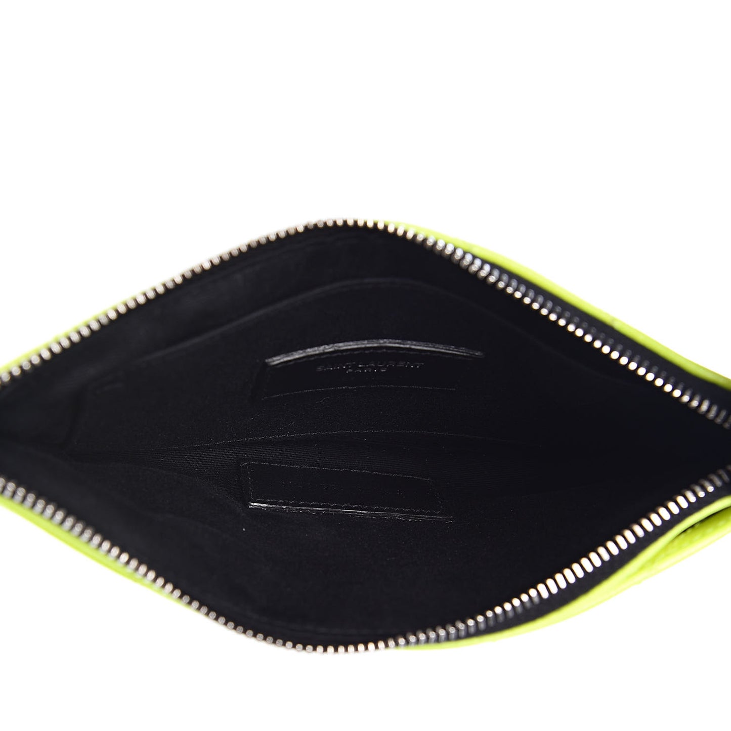 Patent Grain De Poudre Matelasse Chevron Monogram Bill Pouch Neon Yellow
