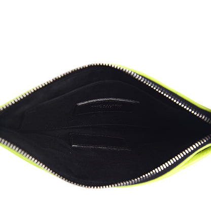 Saint Laurent Patent Grain De Poudre Matelasse Chevron Monogram Bill Pouch Neon Yellow 5 of 9