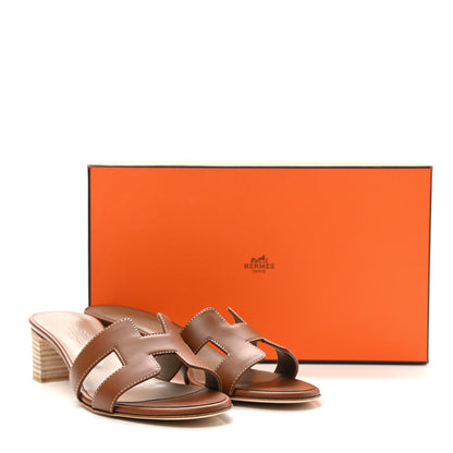 Hermes Calfskin Oasis Sandals 37 Gold 9 of 9