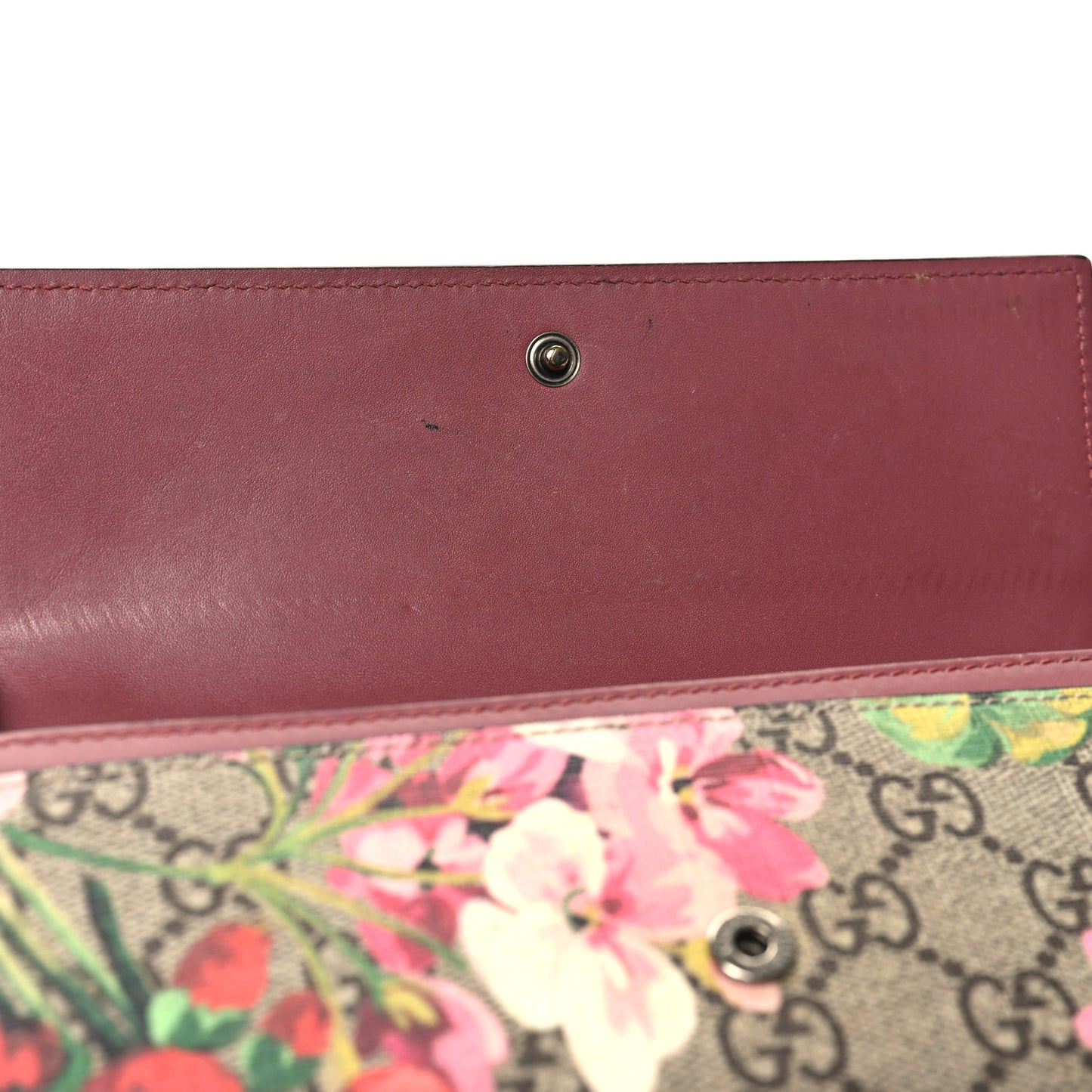 GG Supreme Monogram Blooms Continental Wallet Beige Multicolor Dry Rose