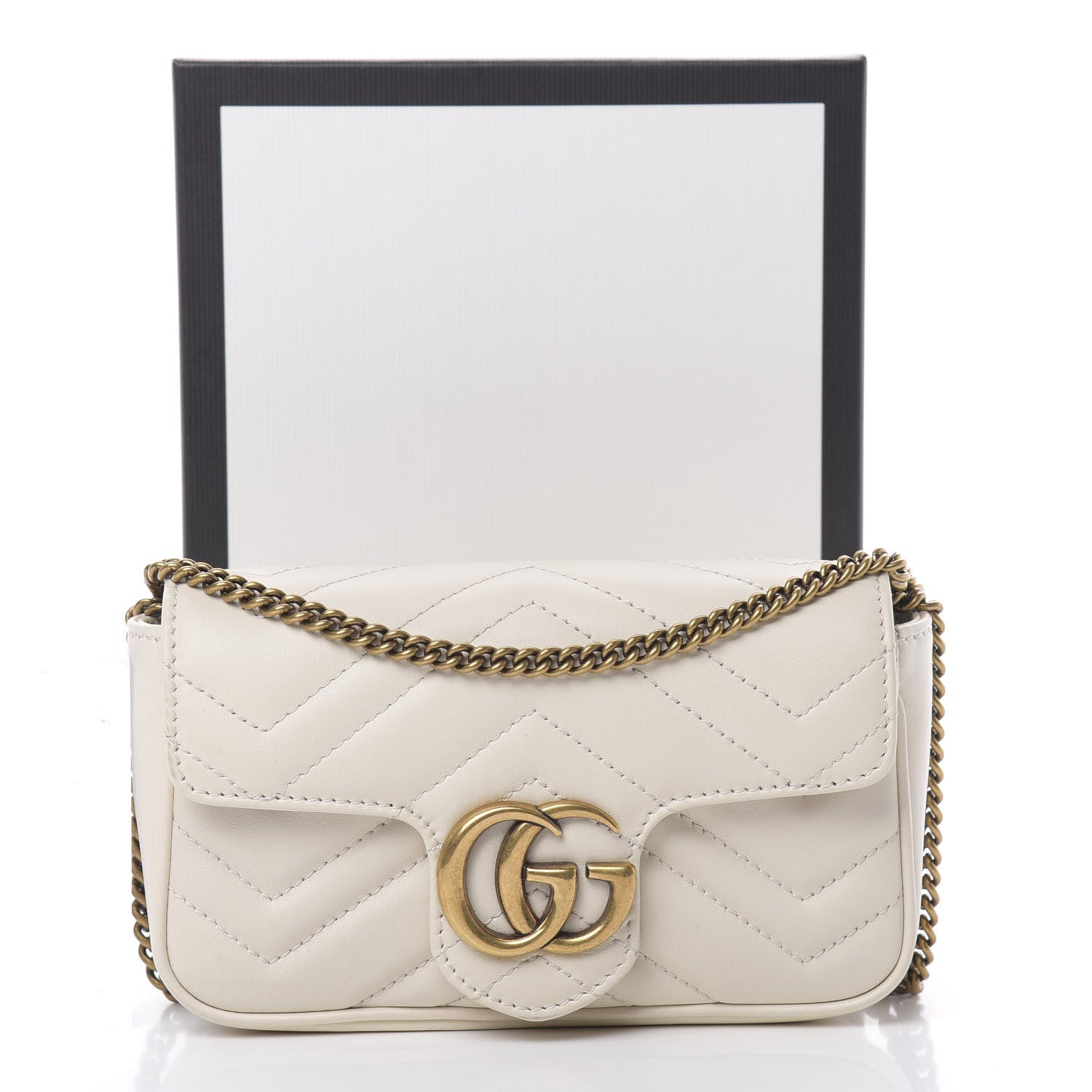 Gucci Calfskin Matelasse Super Mini GG Marmont Shoulder Bag White 11 of 11