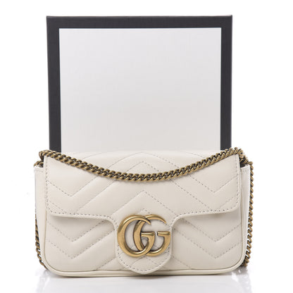 Gucci Calfskin Matelasse Super Mini GG Marmont Shoulder Bag White 11 of 11