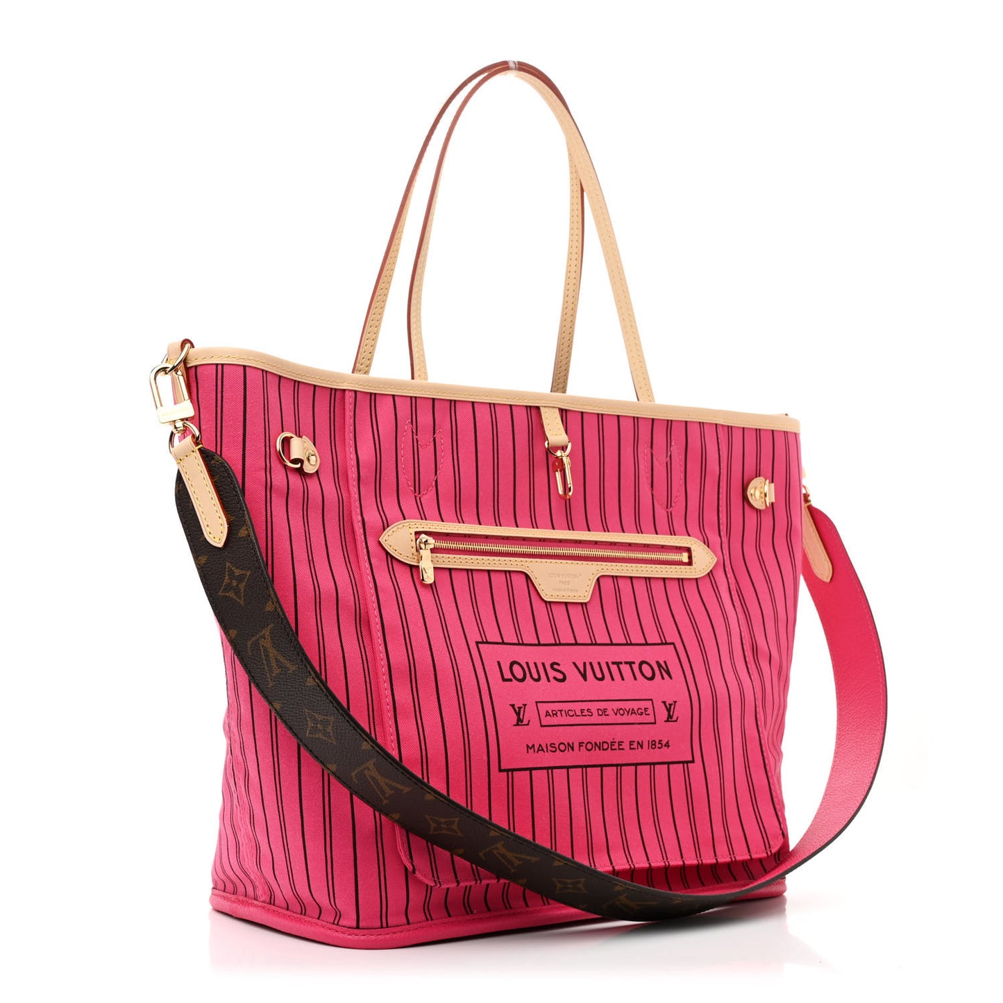 Monogram Inside Out Neverfull Bandouliere MM Rose Pondichery