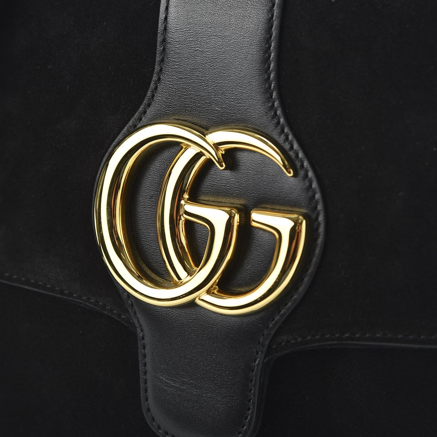 Gucci Suede Medium Arli Flap Shoulder Bag Black 9 of 9