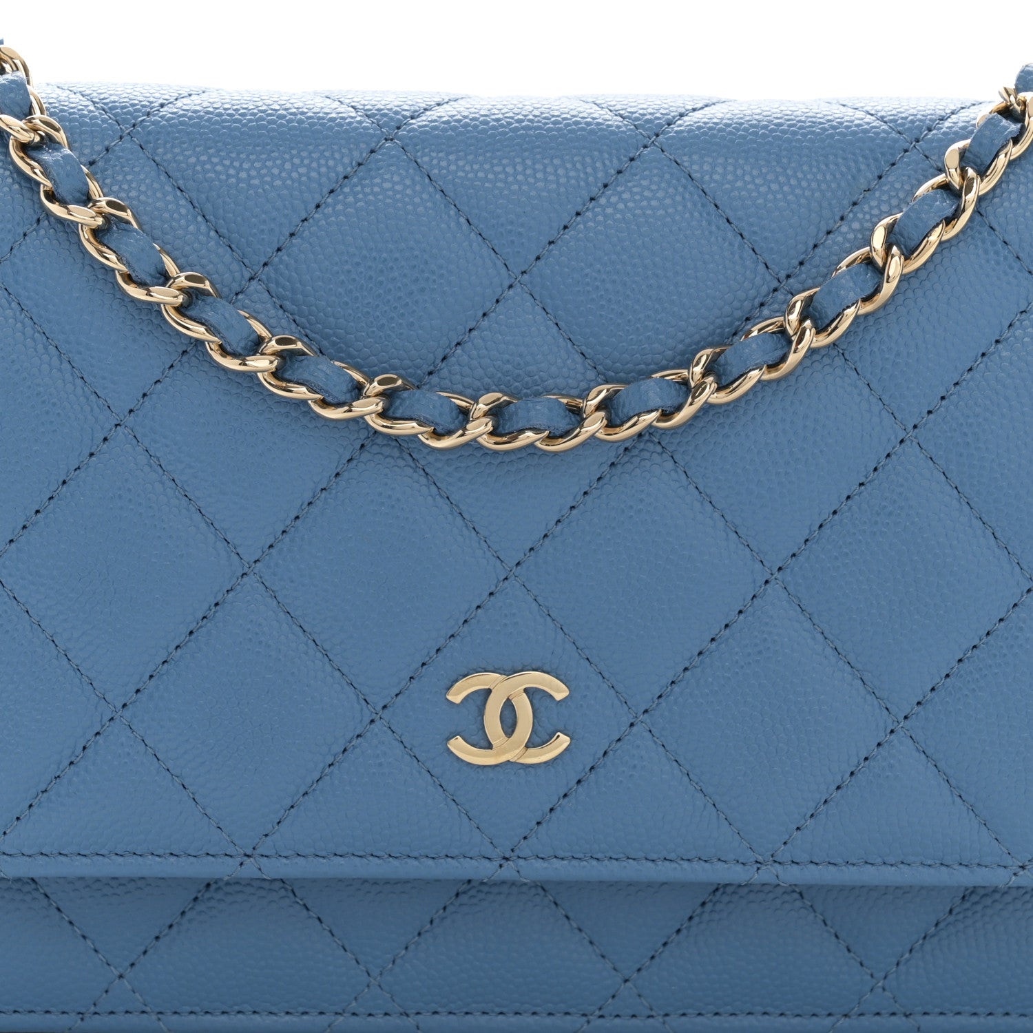 Chanel Caviar Quilted Wallet on Chain WOC Blue 8 of 10
