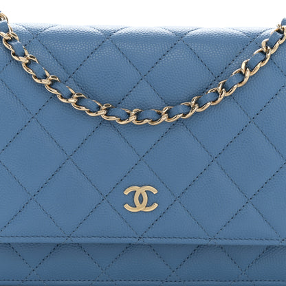 Chanel Caviar Quilted Wallet on Chain WOC Blue 8 of 10