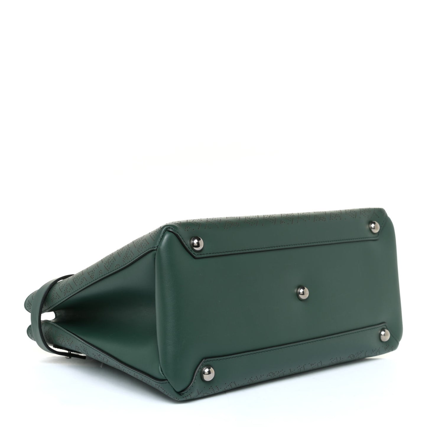 Derby Calfskin Perforated Small Banner Tote Green