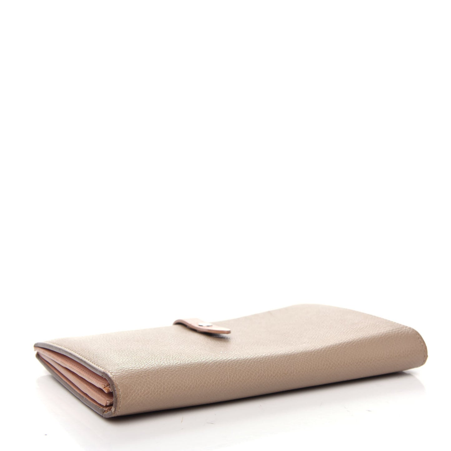 Grained Calfskin Large Multifunction Strap Wallet Pink Chalk