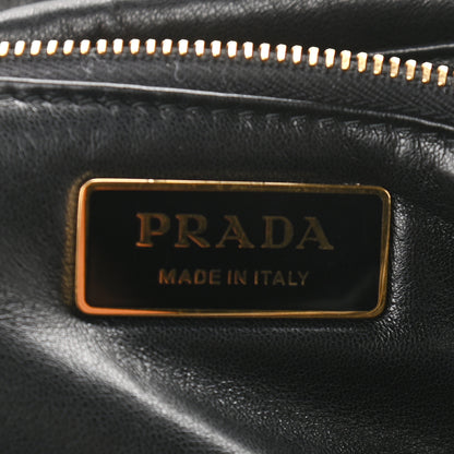 Prada Nappa Soft Padded Logo Embossed Triangle Quilted Shoulder Bag Black 6 of 8