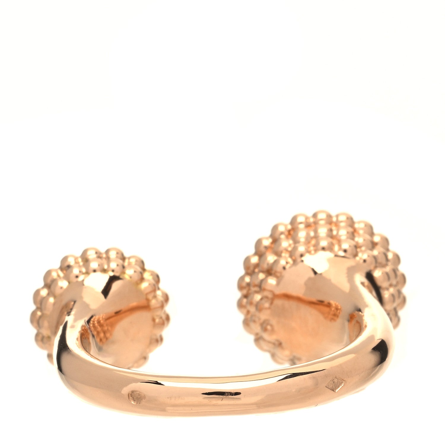 Van Cleef & Arpels 18K Rose Gold Diamond Carnelian Perlee Couleurs Between The Finger Ring 62 10 3 of 5
