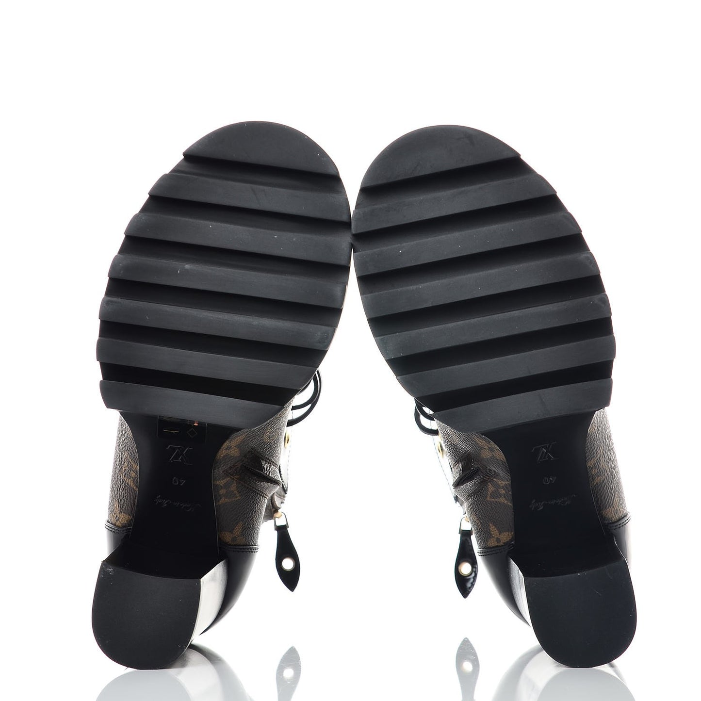 Patent Calfskin Monogram Star Trail Ankle Boots 40 Black