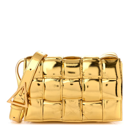 Bottega Veneta Mirror Lambskin Maxi Intreccio Padded Cassette Crossbody Bag Gold 1 of 9