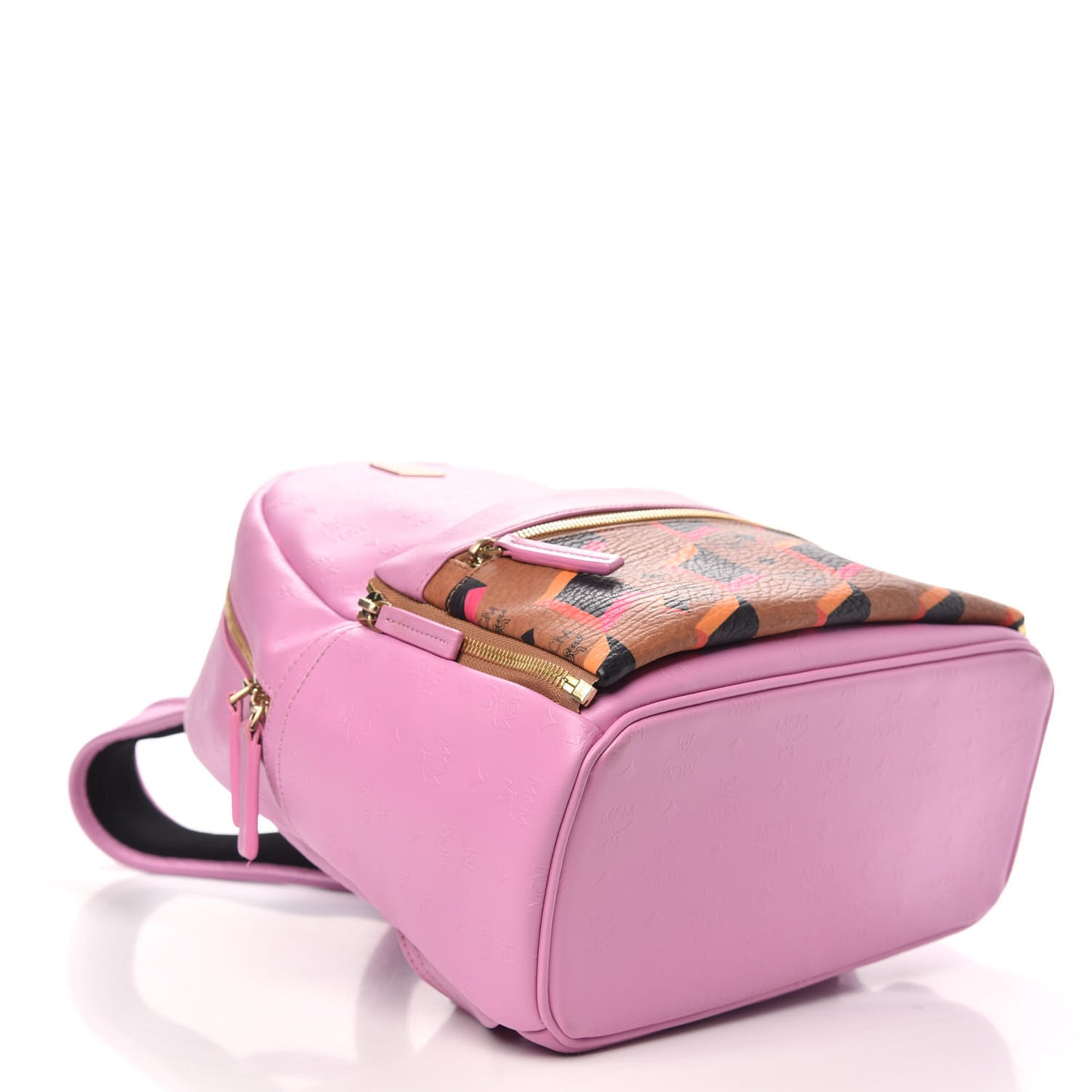 Calfskin Visetos Diamond Printed Small Backpack Pink Cognac