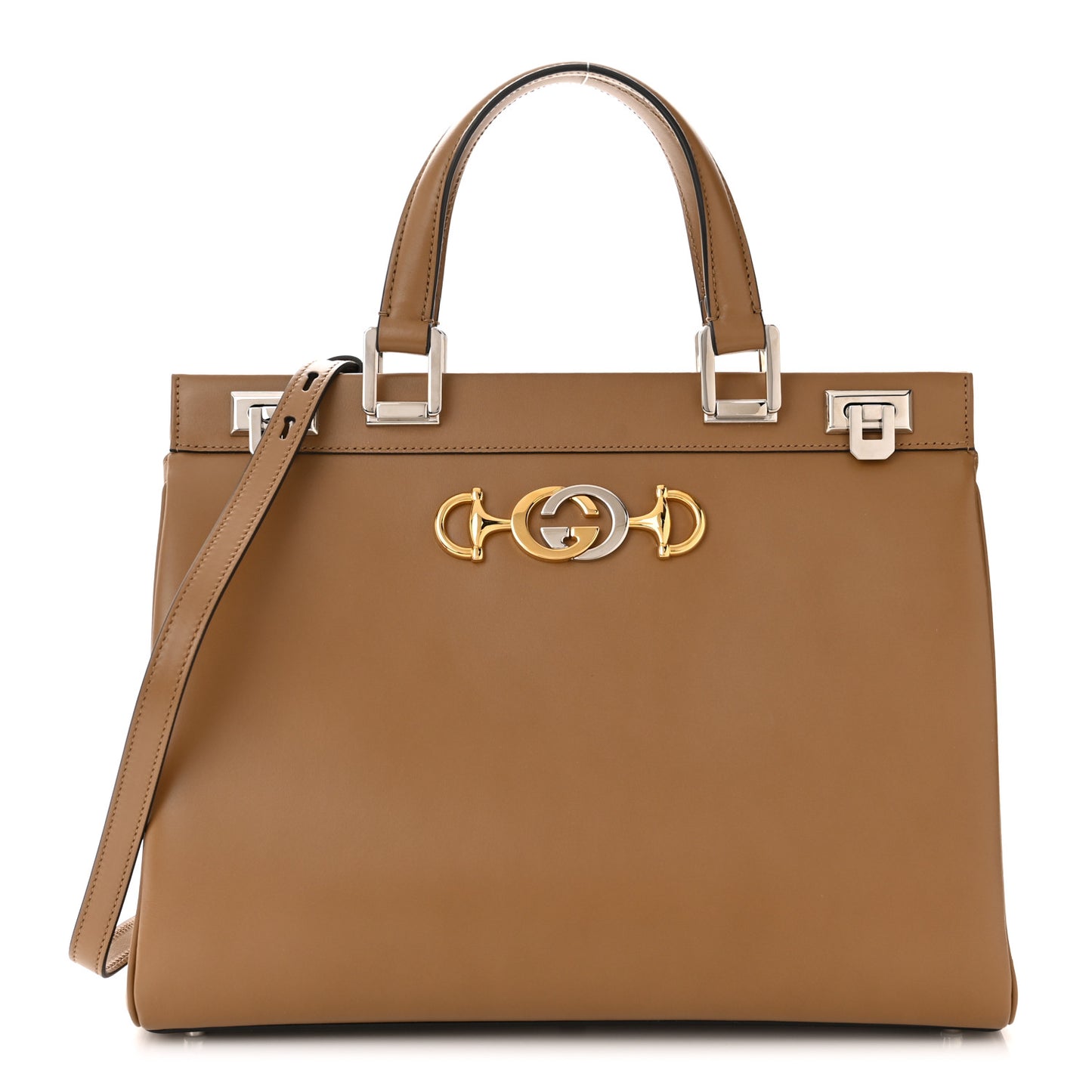 Smooth Calfskin Medium Zumi Top Handle Bag Friky Taupe