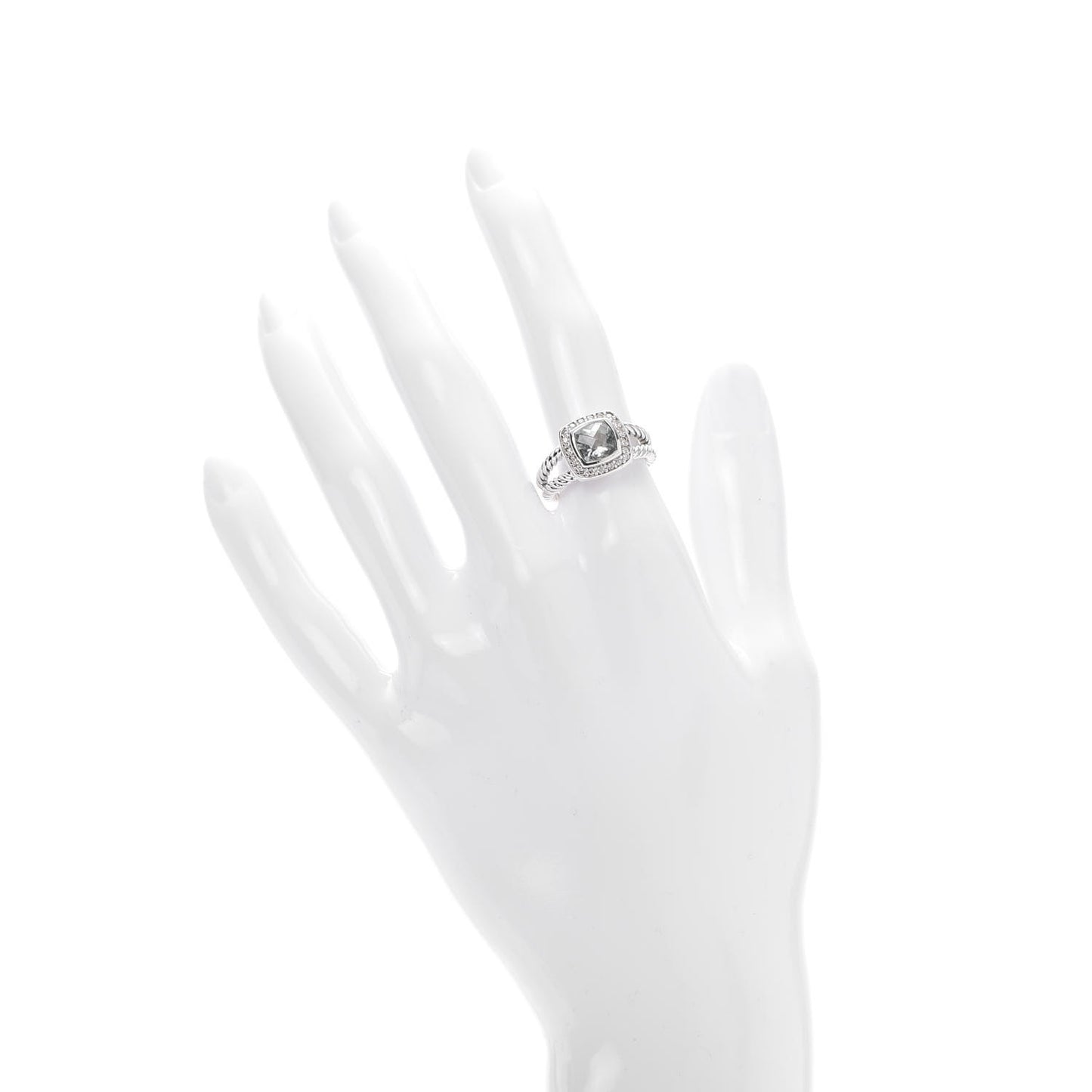 Sterling Silver Diamond Prasiolite 7mm Petite Albion Ring 51 5.75