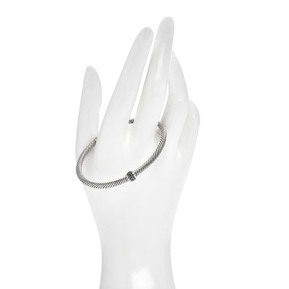 David Yurman Sterling Silver Black Diamond 4mm Cable Classics Single Station Bracelet 2 of 4