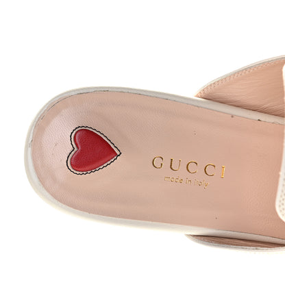 Gucci Goatskin Bee Star Embroidered Womens Princetown Slippers 39 Mystic White 5 of 16