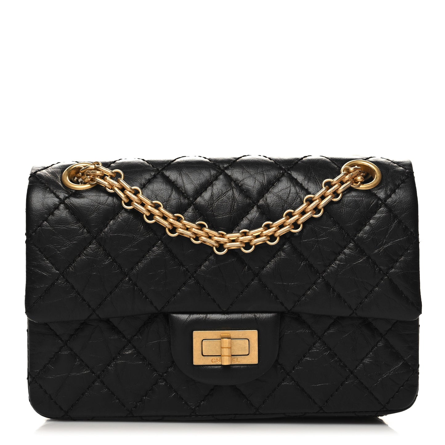 Aged Calfskin Quilted 2.55 Reissue Mini Flap Black